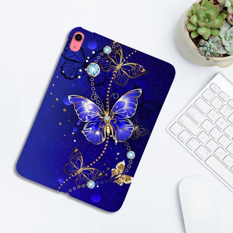 Hoesje iPad (2025) Blauwe En Gouden Vlinders