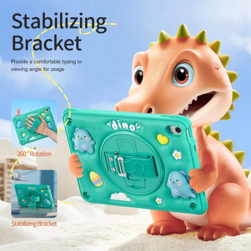 Hoesje iPad (2025) Dinosaurus Met Handvat En Standaard Voor Kinderen