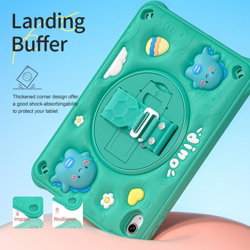 Hoesje iPad (2025) Kinderriem Met Dinosaurus En Steun