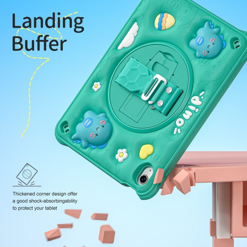 Hoesje iPad (2025) Kinderriem Met Dinosaurus En Steun