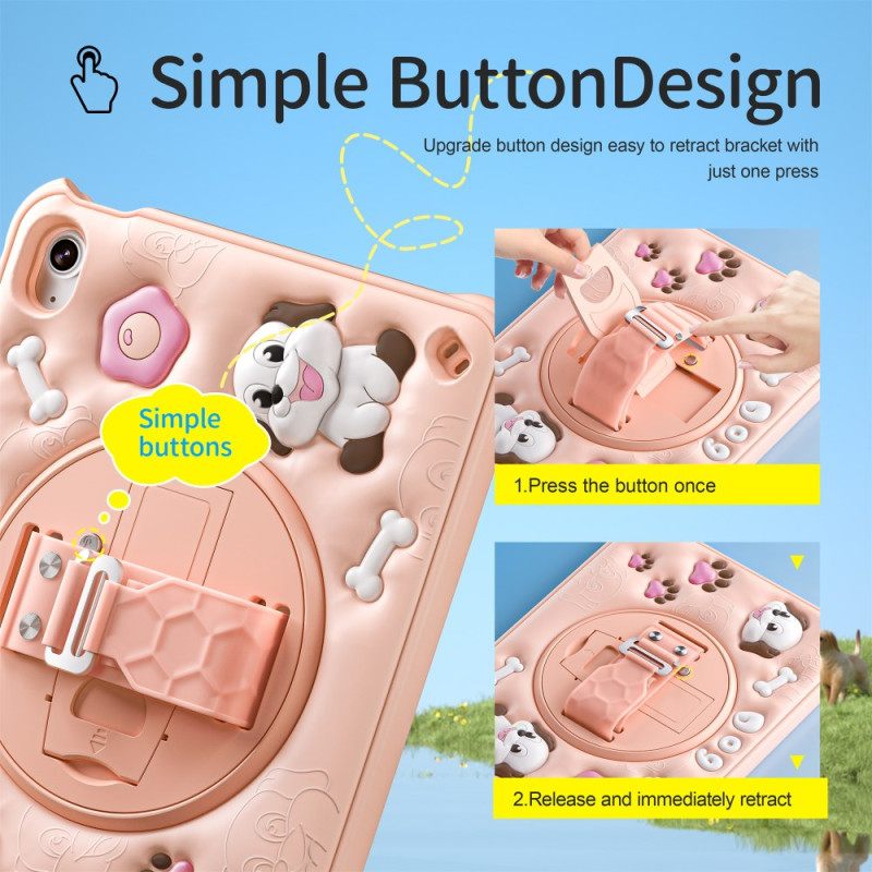 Hoesje iPad (2025) Schouderriem Met Hond En Standaard Voor Kinderen