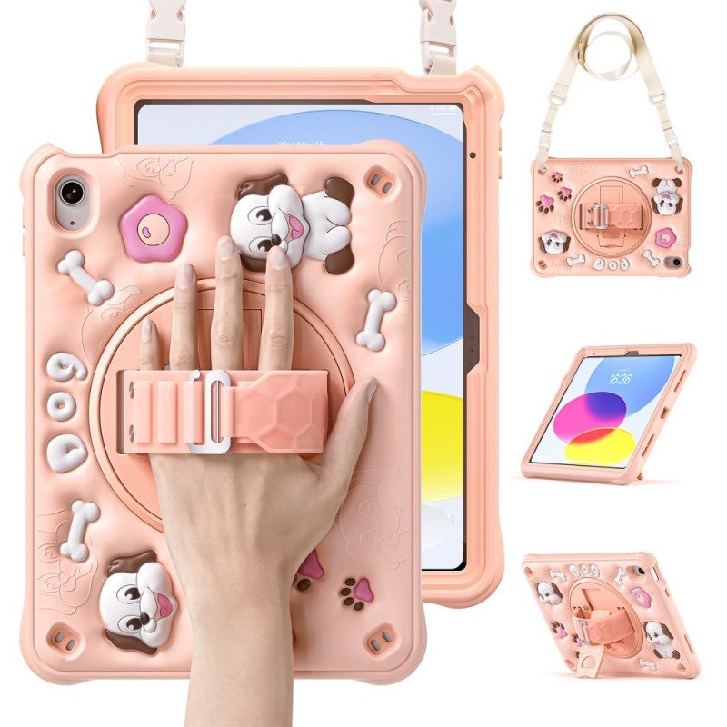 Hoesje iPad (2025) Schouderriem Met Hond En Standaard Voor Kinderen