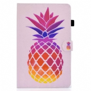 Leren Hoesje iPad (2025) Kleurrijke Ananas
