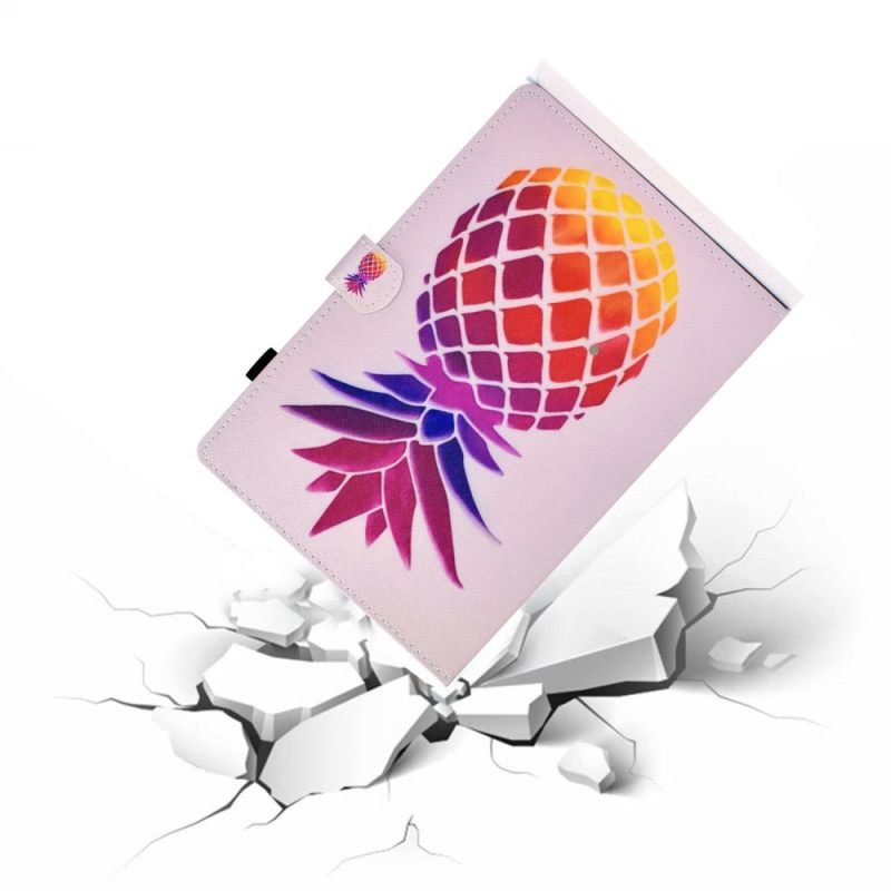 Leren Hoesje iPad (2025) Kleurrijke Ananas