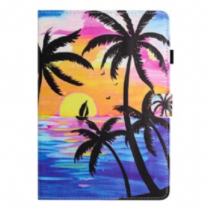 Leren Hoesje iPad (2025) Kokosbomen Bescherming Hoesje