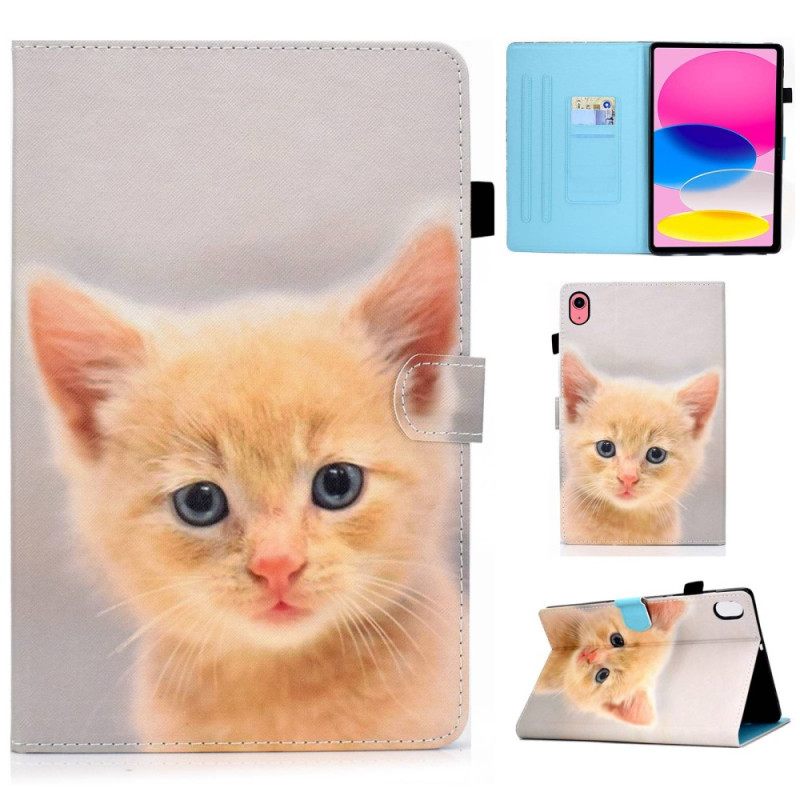 Leren Hoesje Voor iPad (2025) Gemberkleurig Kitten
