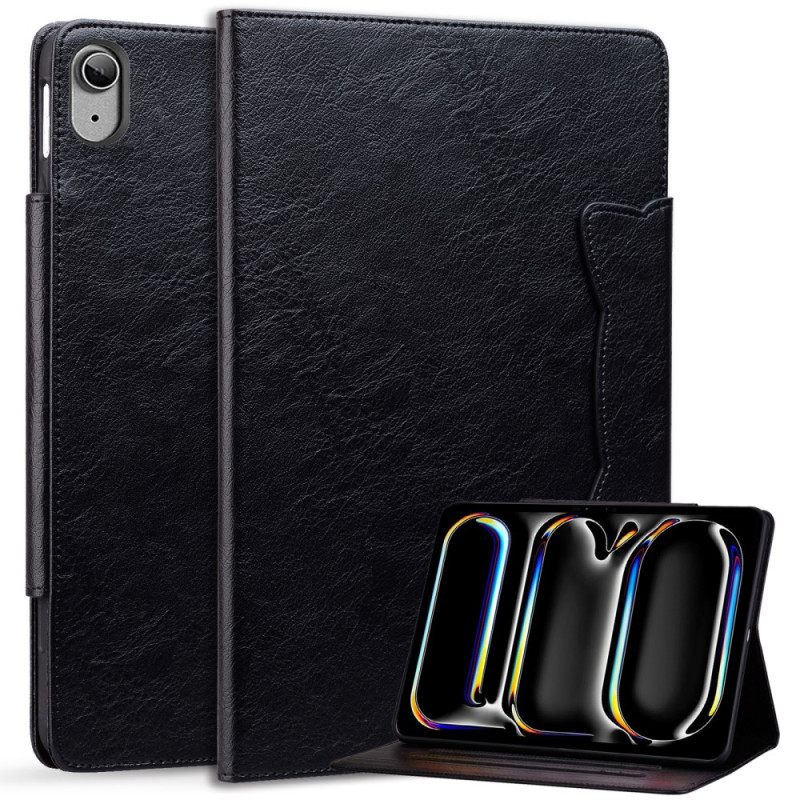 Leren Hoesje Voor iPad (2025) Magnetische Sluiting Met Kattendesign