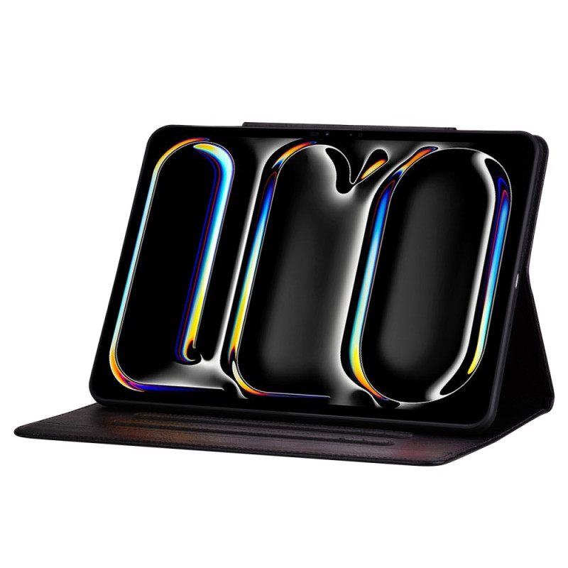 Leren Hoesje Voor iPad (2025) Magnetische Sluiting Met Kattendesign