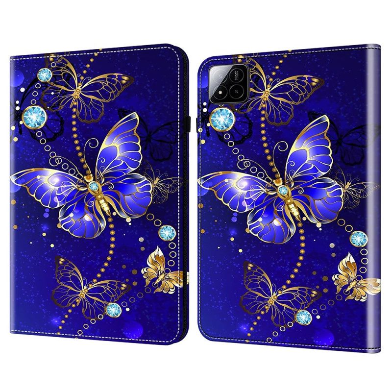 Cover Xiaomi Pad 7 / 7 Pro Blauwe Vlinders En Diamanten