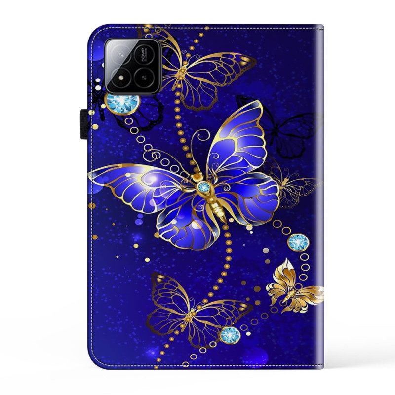 Cover Xiaomi Pad 7 / 7 Pro Blauwe Vlinders En Diamanten