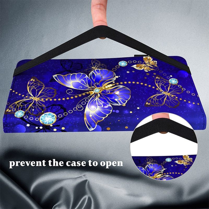 Cover Xiaomi Pad 7 / 7 Pro Blauwe Vlinders En Diamanten