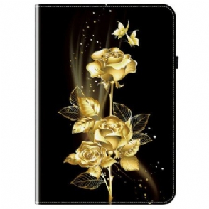 Flip Case Leren Xiaomi Pad 7 / 7 Pro Gouden Rozen En Vlinders