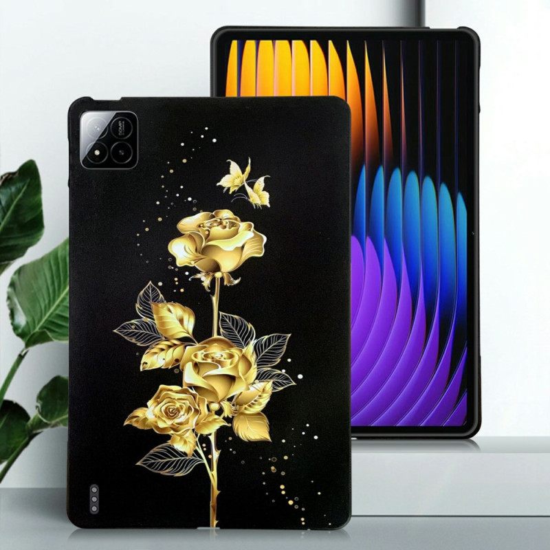 Hoesje Xiaomi Pad 7 / 7 Pro Gouden Rozen En Vlinders