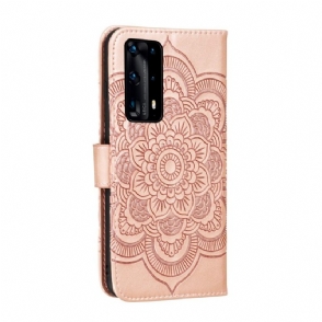 Folio-hoesje voor Huawei P40 Pro+ Mandala Kaarthouder - Rose Goud