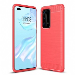 Telefoonhoesje voor Huawei P40 Pro+ Meer Geborsteld Koolstofeffect