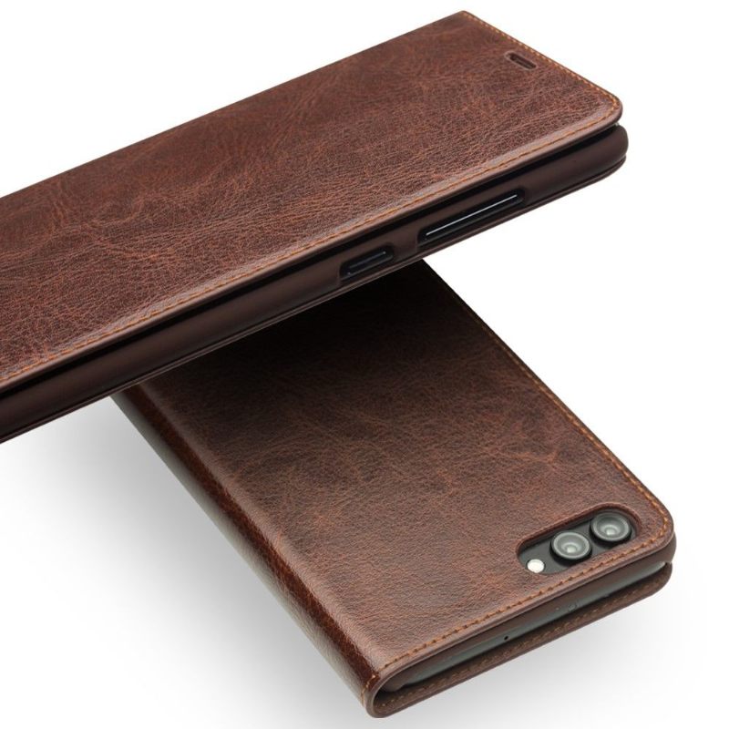 Case voor Honor View 10 Handgemaakt Echt Leer - Bruin