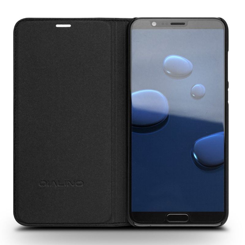 Case voor Honor View 10 Handgemaakt Echt Leer - Zwart