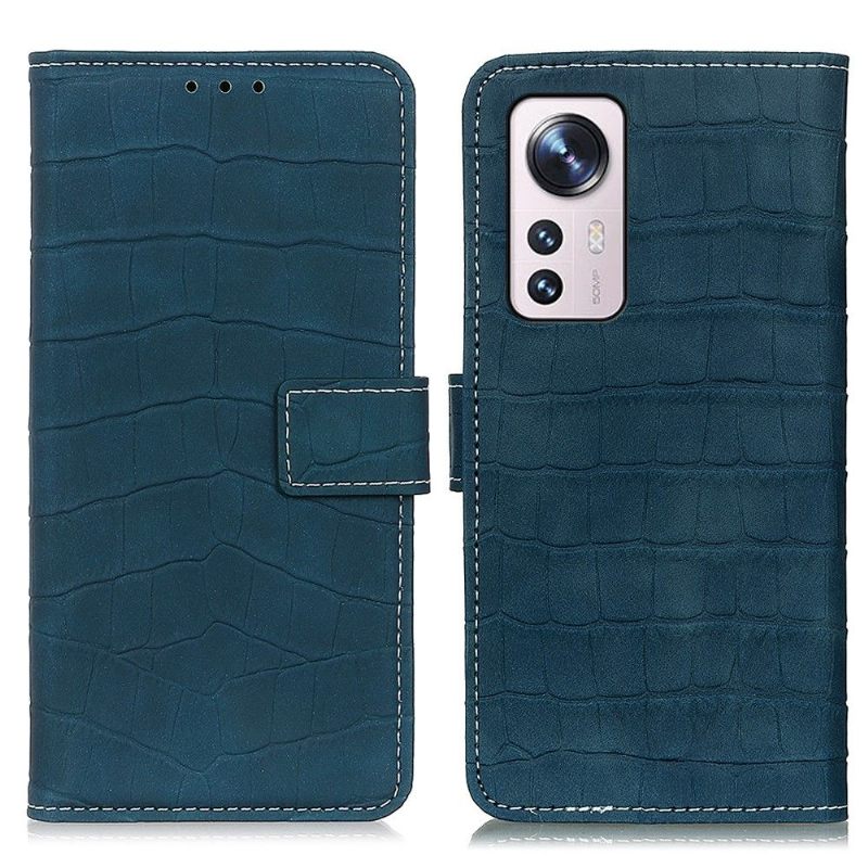 Folio-hoesje voor Xiaomi 12 Pro Croco-look Stiksels