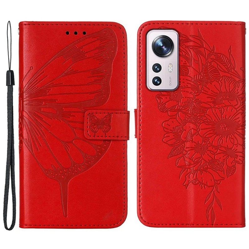 Folio-hoesje voor Xiaomi 12 Pro Kaarthouder Met Vlinderbloem