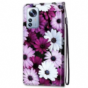 Folio-hoesje voor Xiaomi 12 Pro Kleurrijke Madeliefjes