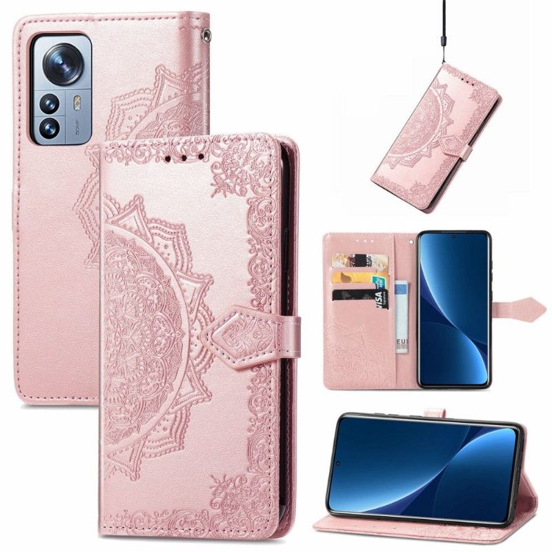 Folio-hoesje voor Xiaomi 12 Pro Mandala-reliëf In Kunstleer