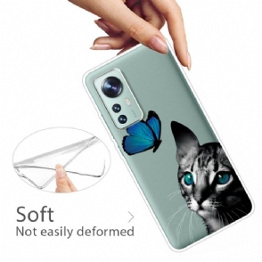 Hoesje voor Xiaomi 12 Pro Blauwe Vlinderkat