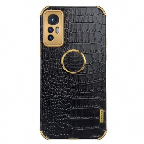 Hoesje voor Xiaomi 12 Pro Krokodil-effect Met Ring