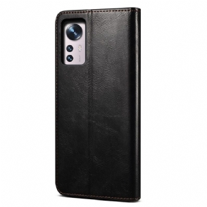 Leren Hoesje voor Xiaomi 12 Pro Bescherming Ernestine Zichtbare Naden