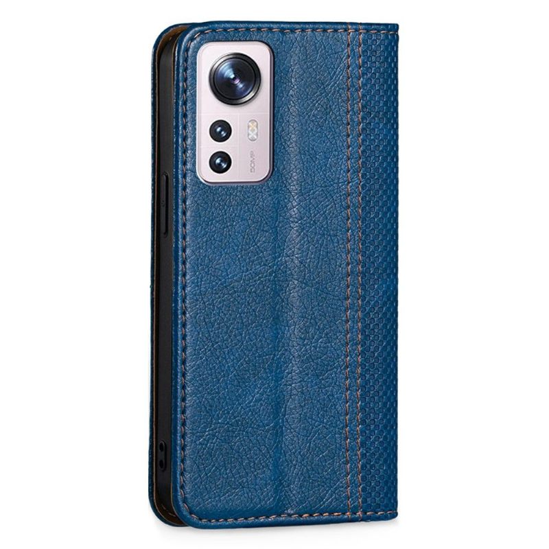 Leren Hoesje voor Xiaomi 12 Pro Bescherming Folio-hoesje Folio-naden Omklappen
