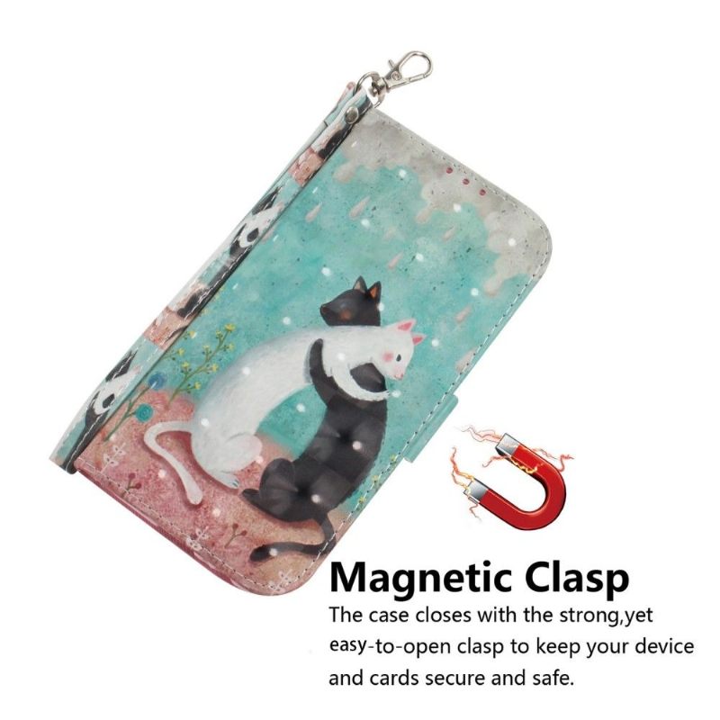 Leren Hoesje voor Xiaomi 12 Pro Bescherming Twee Katten Knuffel