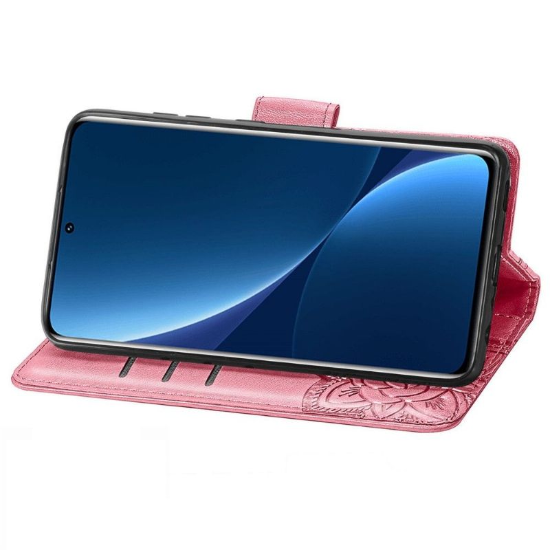 Leren Hoesje voor Xiaomi 12 Pro Bescherming Vlinder Met Reliëf
