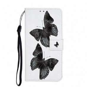 Flip Case voor Samsung Galaxy A51 Zwarte Vlinders