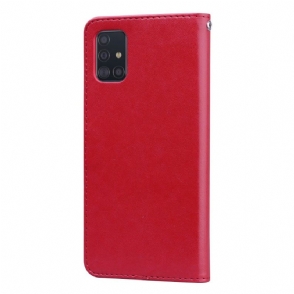 Folio-hoesje voor Samsung Galaxy A51 Imitatieleer Rozenpatroon