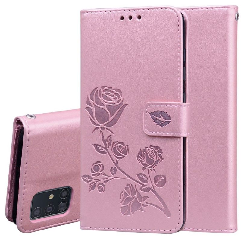 Folio-hoesje voor Samsung Galaxy A51 Imitatieleer Rozenpatroon