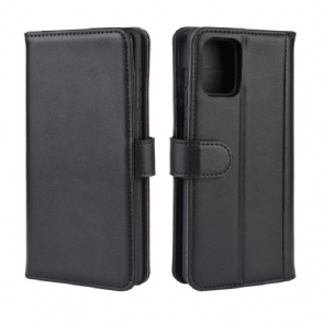 Folio-hoesje voor Samsung Galaxy A51 Premium Leren Kaarthouder - Zwart