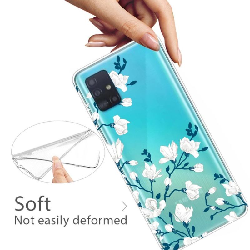 Hoesje voor Samsung Galaxy A51 Witte Bloemen