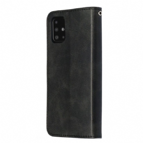 Leren Hoesje voor Samsung Galaxy A51 Zak Met Ritssluiting Met Leereffect