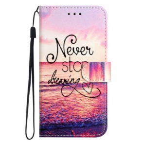 Leren Hoesje voor Google Pixel 7A Met Ketting Stop Nooit Met Dromen Strappy