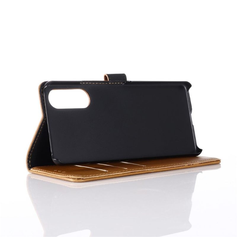 Cover voor Sony Xperia 10 II Folio-hoesje Retro Leereffect