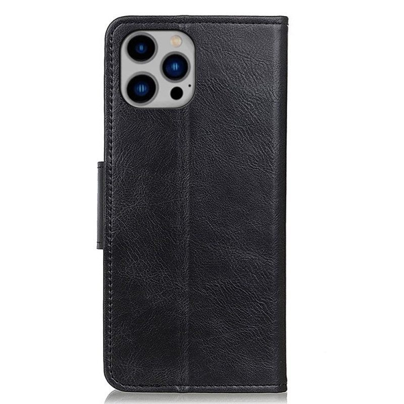 Flip Case voor iPhone 14 Plus Omkeerbare Sluiting Met Leereffect