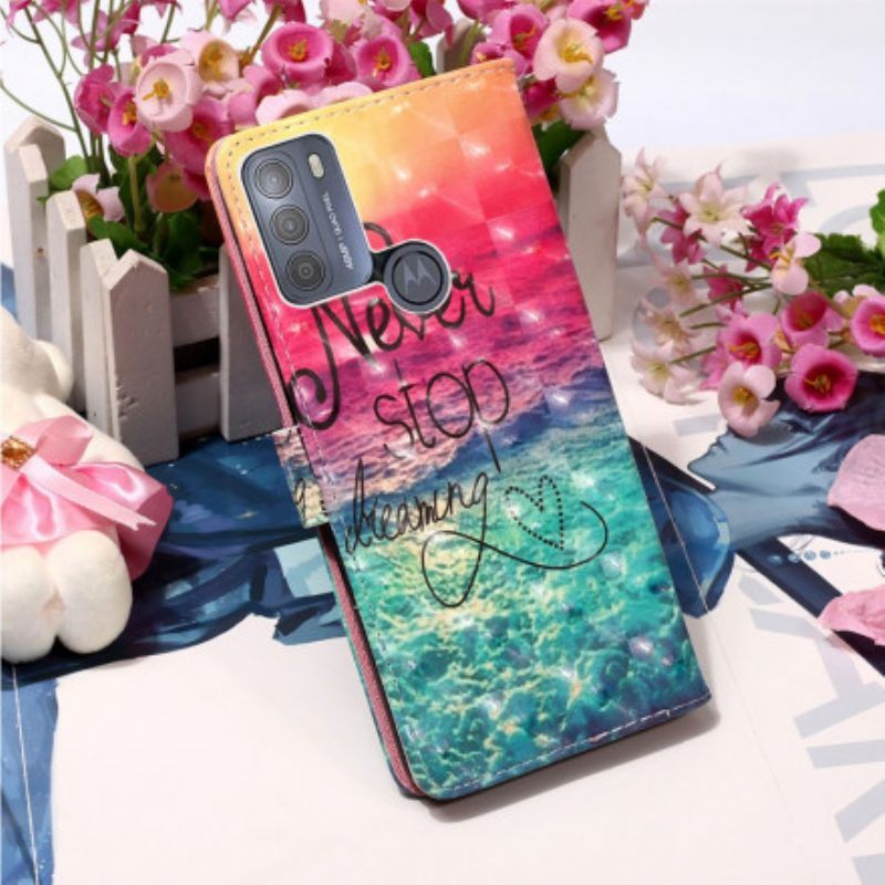 Flip Case voor Moto G50 Stop Nooit Met Dromen