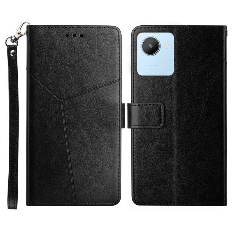 Flip Case voor Realme C30 Met Ketting Lanyard Y-lijnen