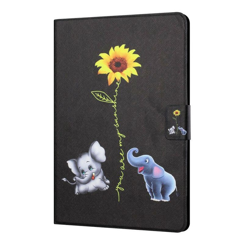 Flip Case voor Samsung Galaxy Tab A7 Lite Zonnebloem Olifanten