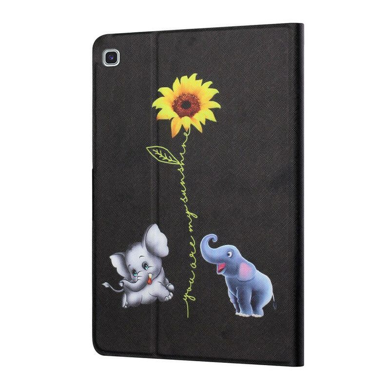 Flip Case voor Samsung Galaxy Tab A7 Lite Zonnebloem Olifanten
