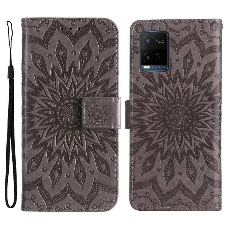 Flip Case voor Vivo Y33s Met Ketting String Zon