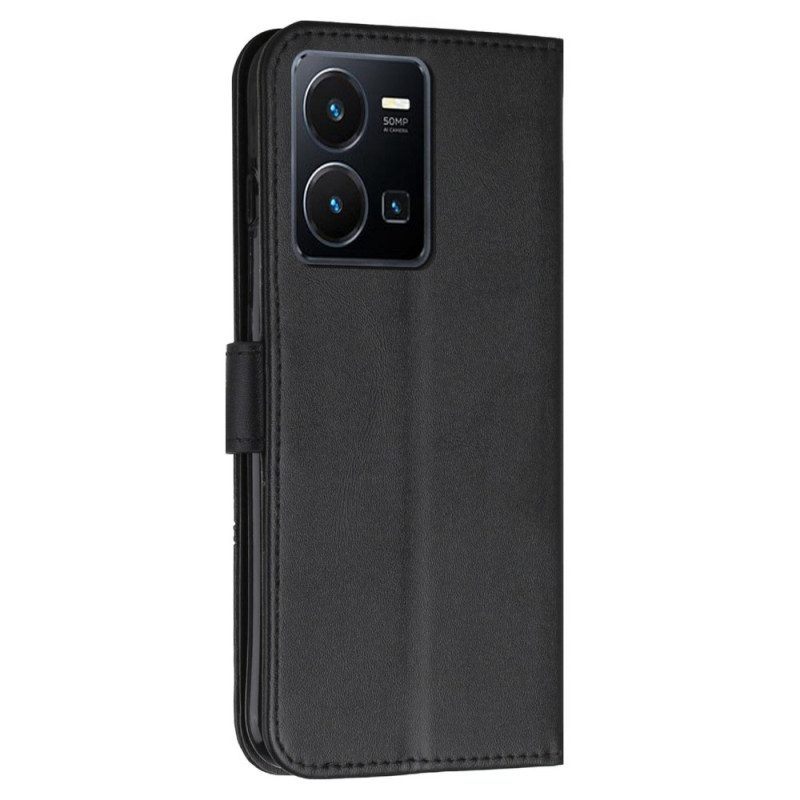 Flip Case voor Vivo Y35 Met Ketting Gestreepte Geometrische Lijnen
