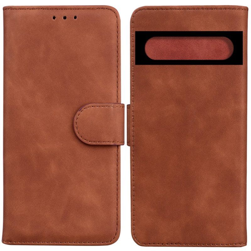 Folio-hoesje voor Google Pixel 7 Effen Lederen Stijl