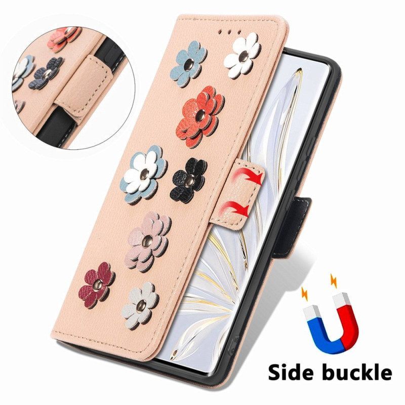 Folio-hoesje voor Honor 70 3d Bloemen