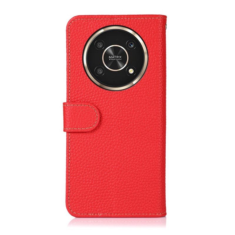 Folio-hoesje voor Honor Magic 4 Lite 5G Echt Leer Lychee Khazneh