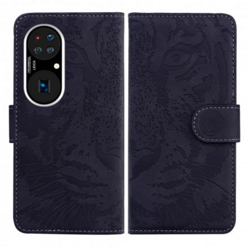 Folio-hoesje voor Huawei P50 Tijger Gezicht Afdrukken